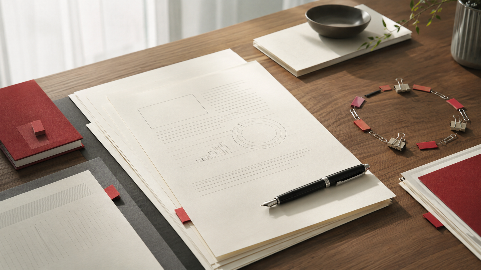 Editorial still life representing regulatory submissions and competition advocacy